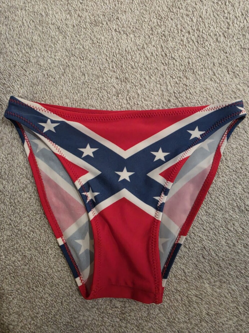 Red Bikini Bottom with Navy Star Cross Accent ##0793